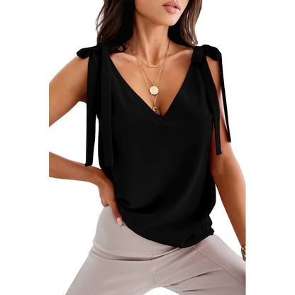 Bowknot V-neck Sleeveless Tank Top 👚