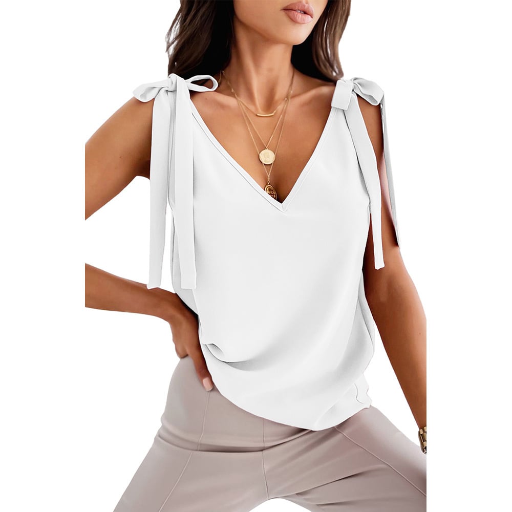 Bowknot V-neck Sleeveless Tank Top 👚